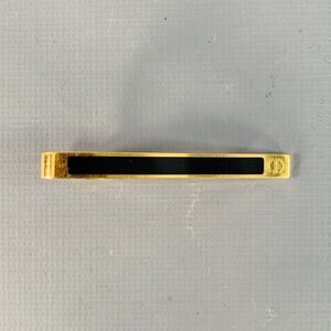 DUNHILL Vintage One Size Gold Black Stripe Metal Tie Clip